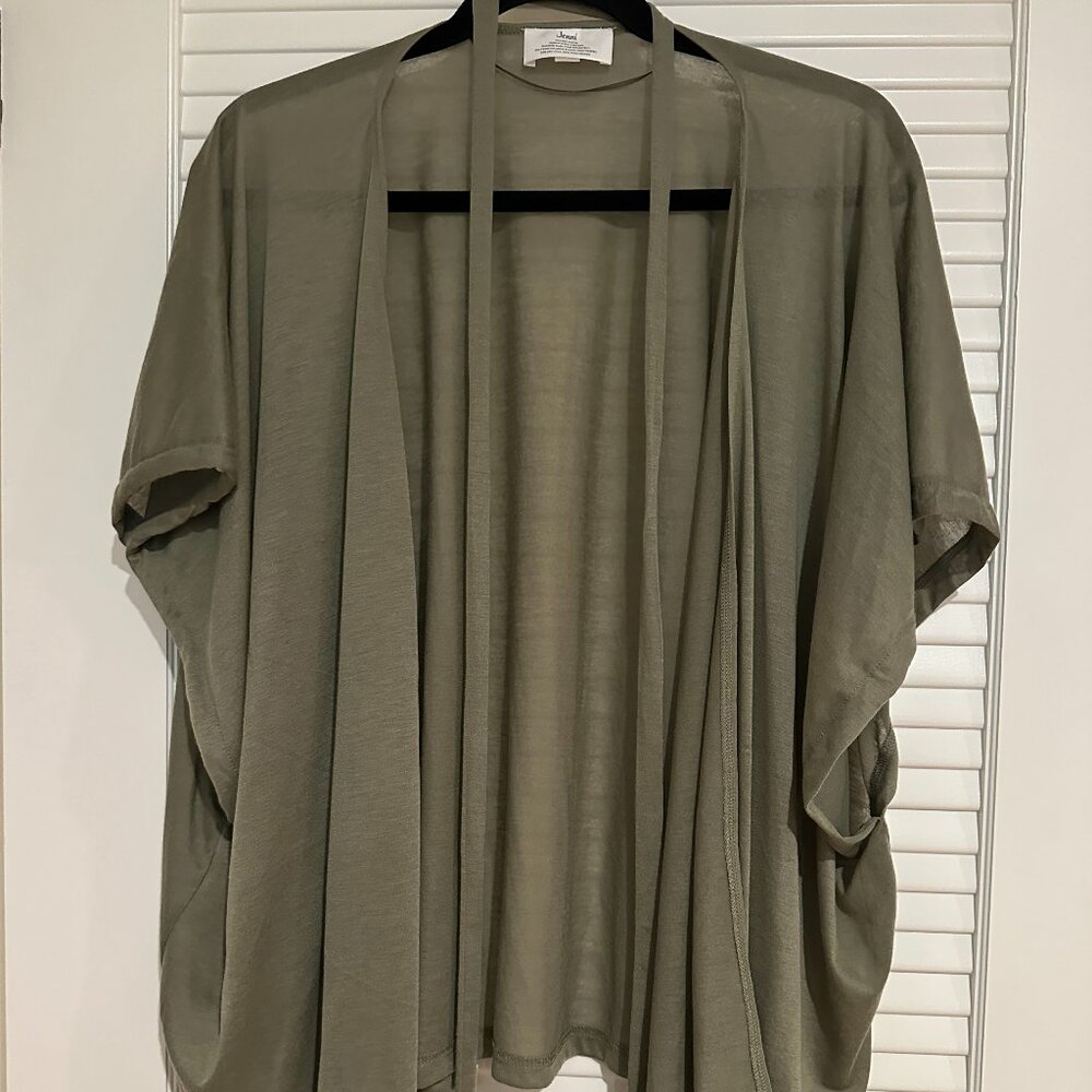 Jenni Sage Green Sheer Tie-Front Kimono Swim Cover-Up – One Size